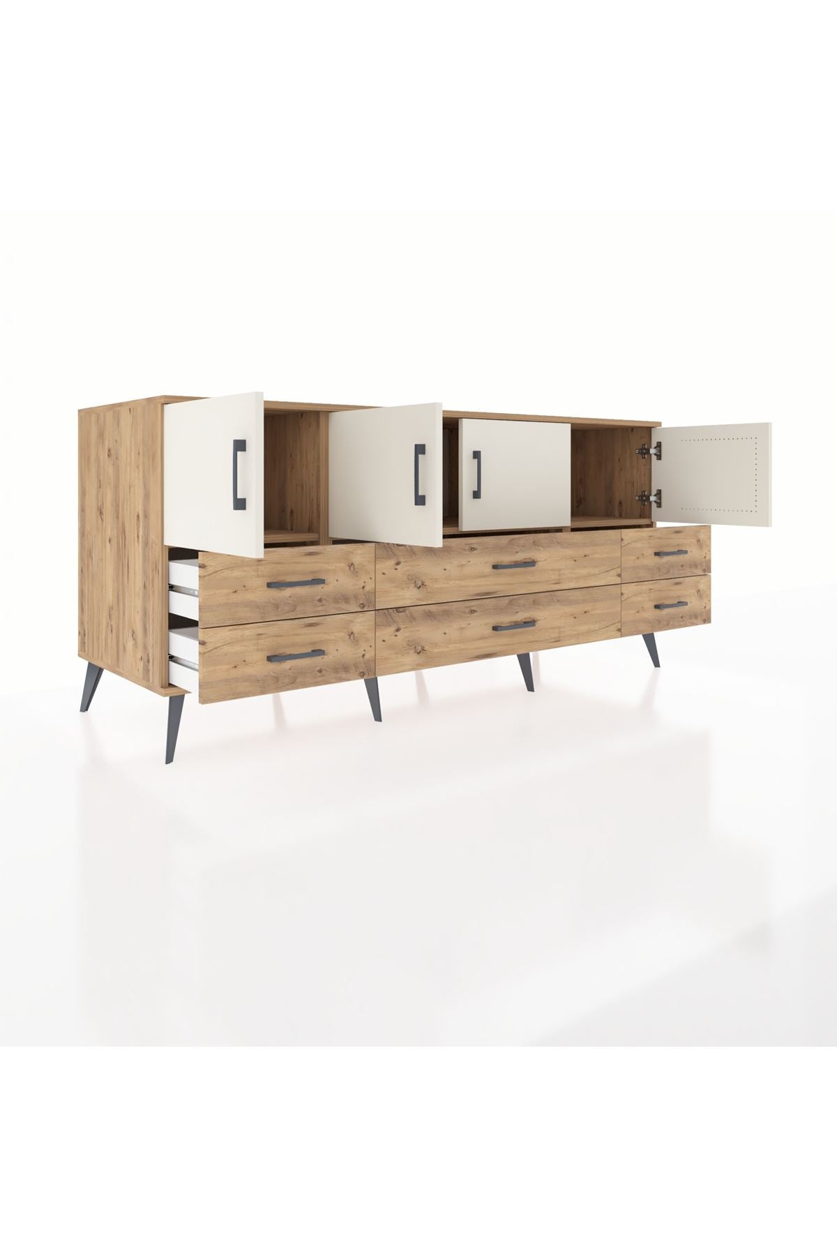Kronos Konsol 3 Raflı 6 Çekmeceli 4 Kapaklı 176x59x83 - S610M004V24C
