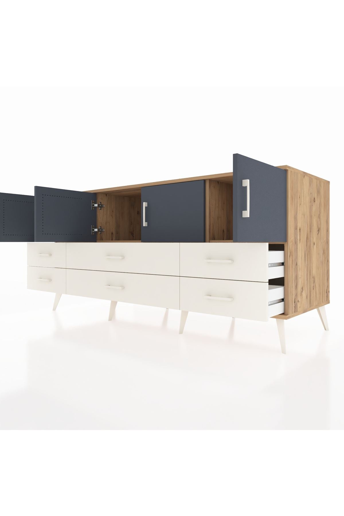 Kronos Konsol 3 Raflı 6 Çekmeceli 4 Kapaklı 176x59x83 - S610M004V25C