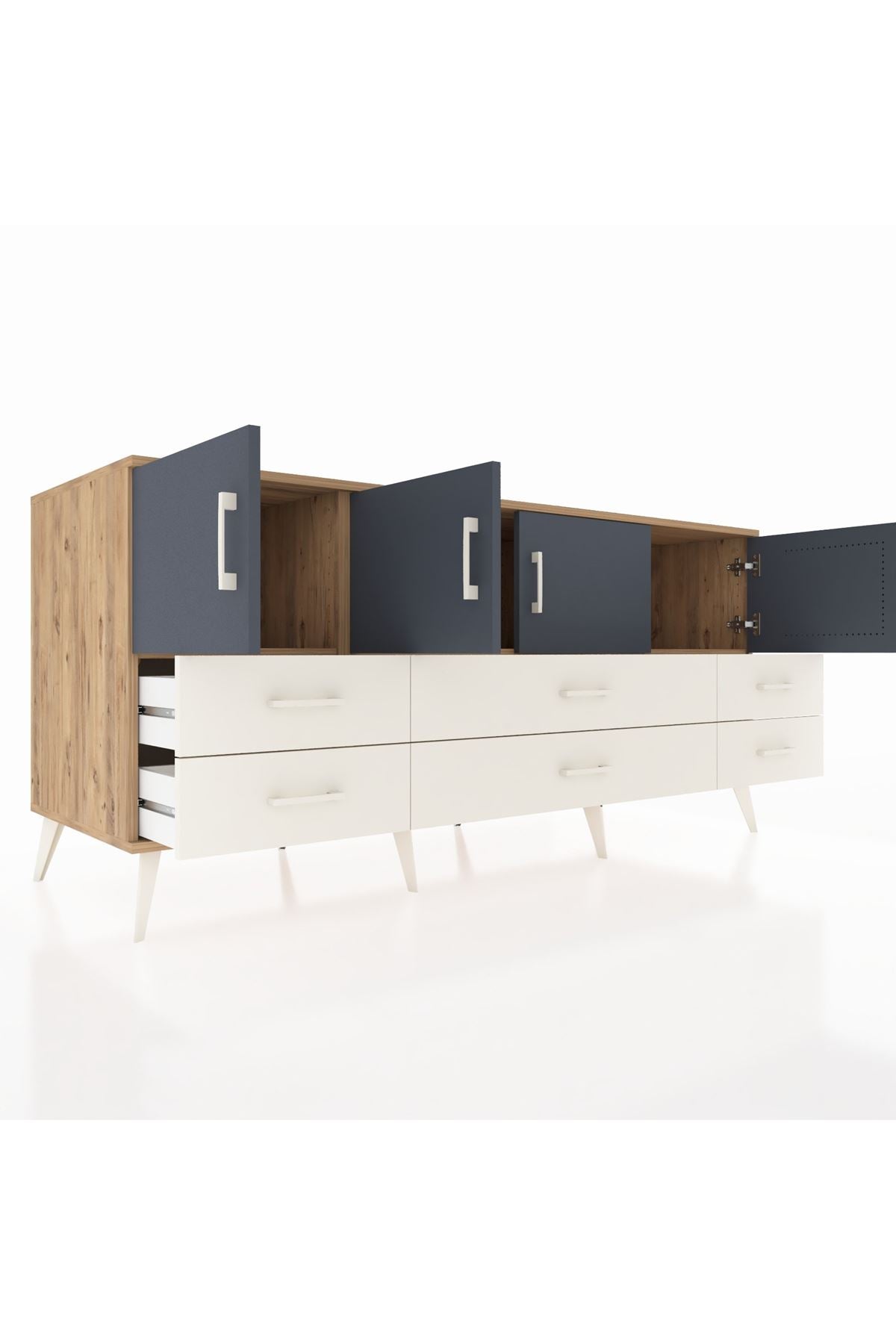 Kronos Konsol 3 Raflı 6 Çekmeceli 4 Kapaklı 176x59x83 - S610M004V25C