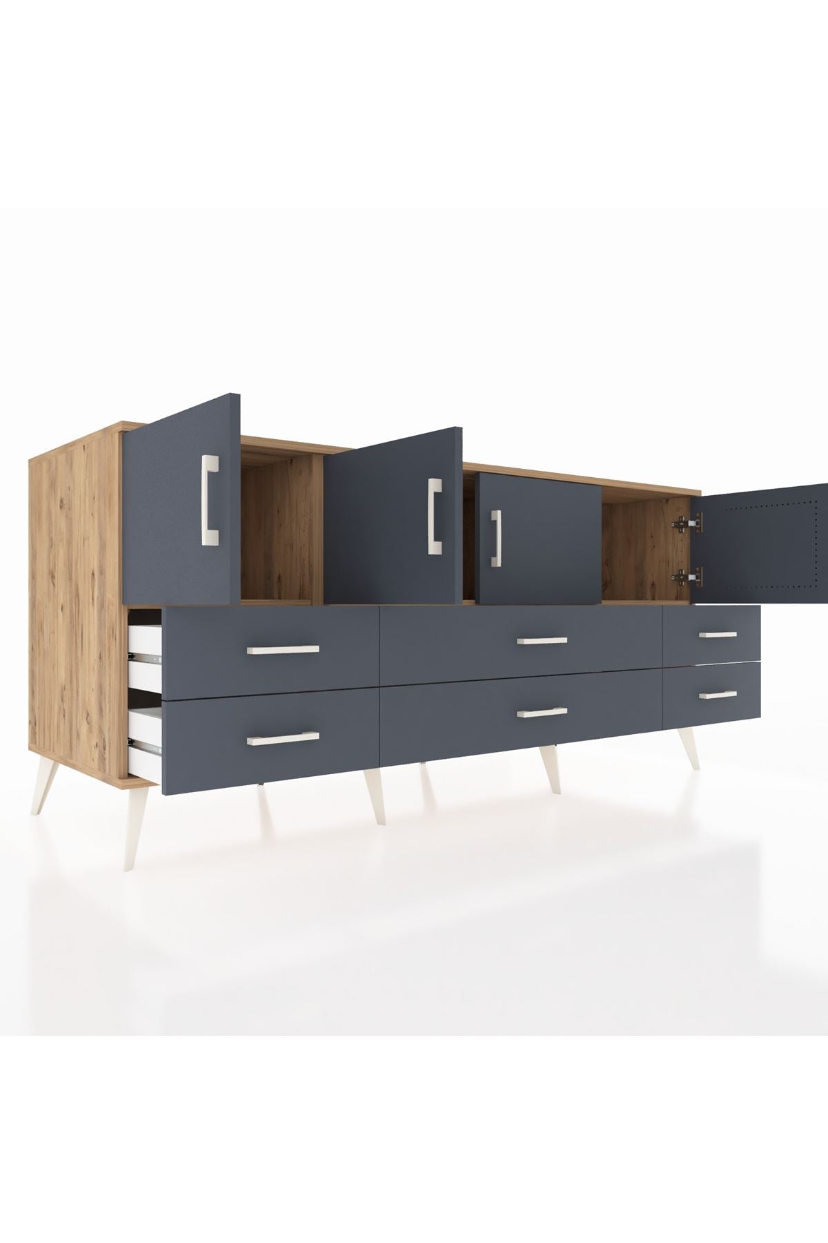 Kronos Konsol 3 Raflı 6 Çekmeceli 4 Kapaklı 176x59x83 - S610M004V26C
