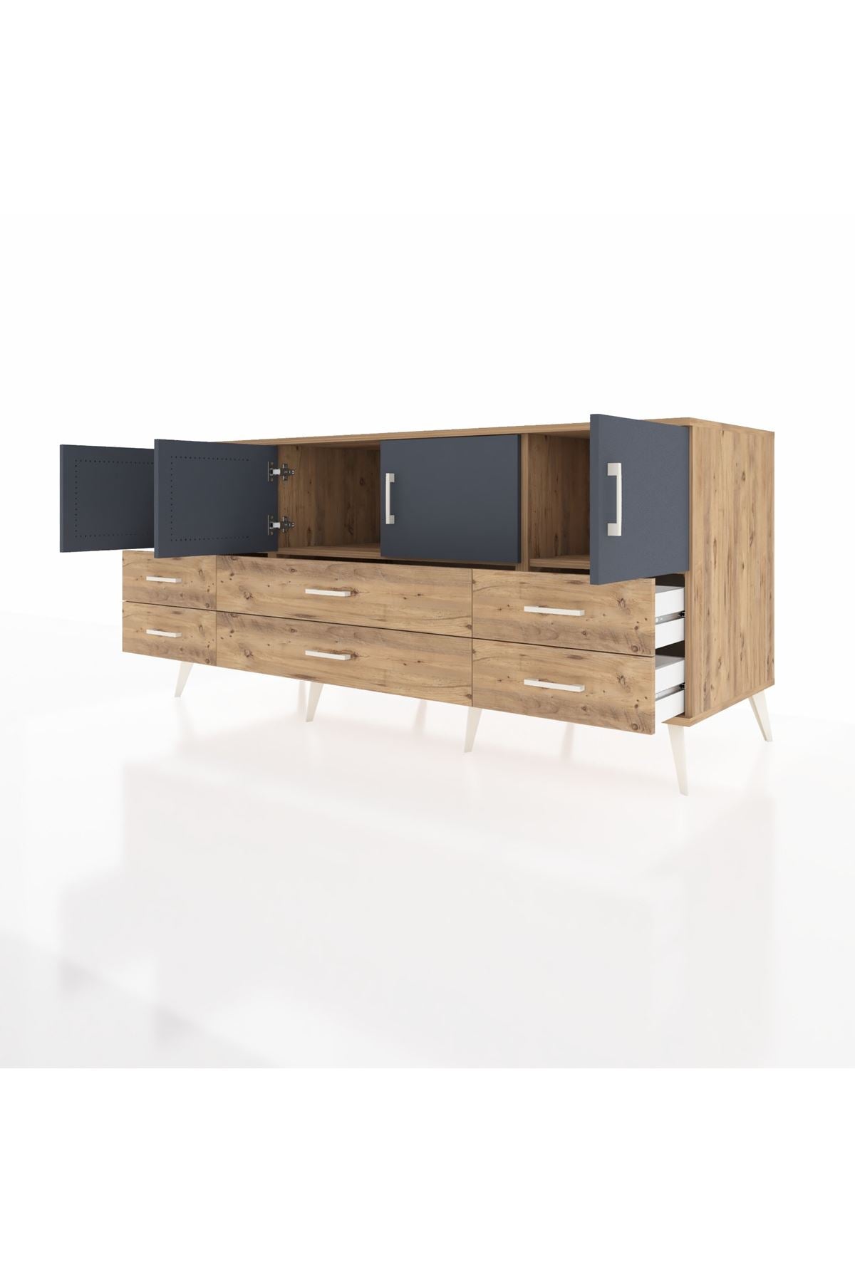 Kronos Konsol 3 Raflı 6 Çekmeceli 4 Kapaklı 176x59x83 - S610M004V27C