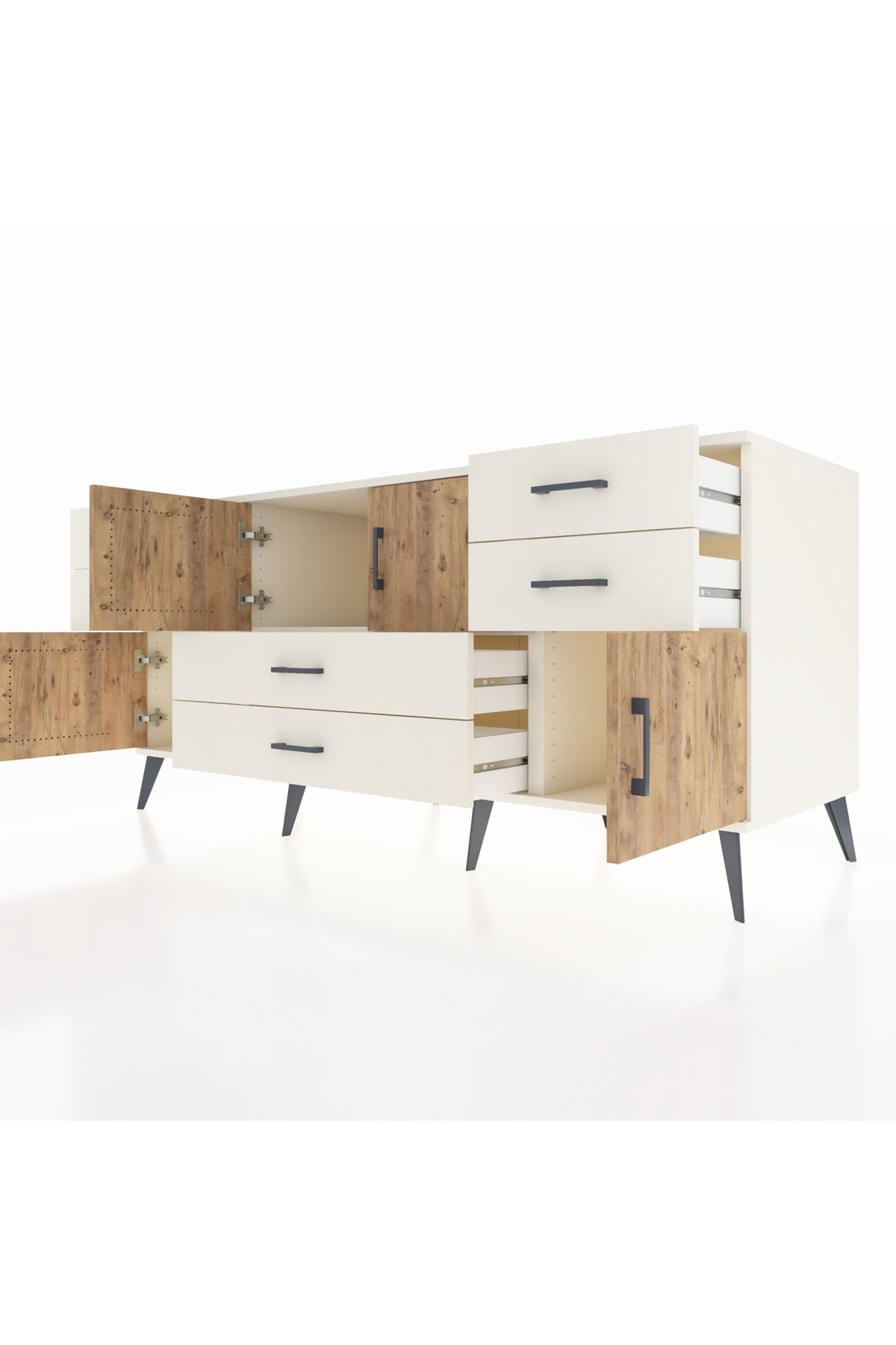 Kronos Konsol Tek Raflı 6 Çekmeceli 4 Kapaklı 176x59x83 - S610M005V01C