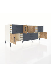 Kronos Konsol Tek Raflı 6 Çekmeceli 4 Kapaklı 176x59x83 - S610M005V02C