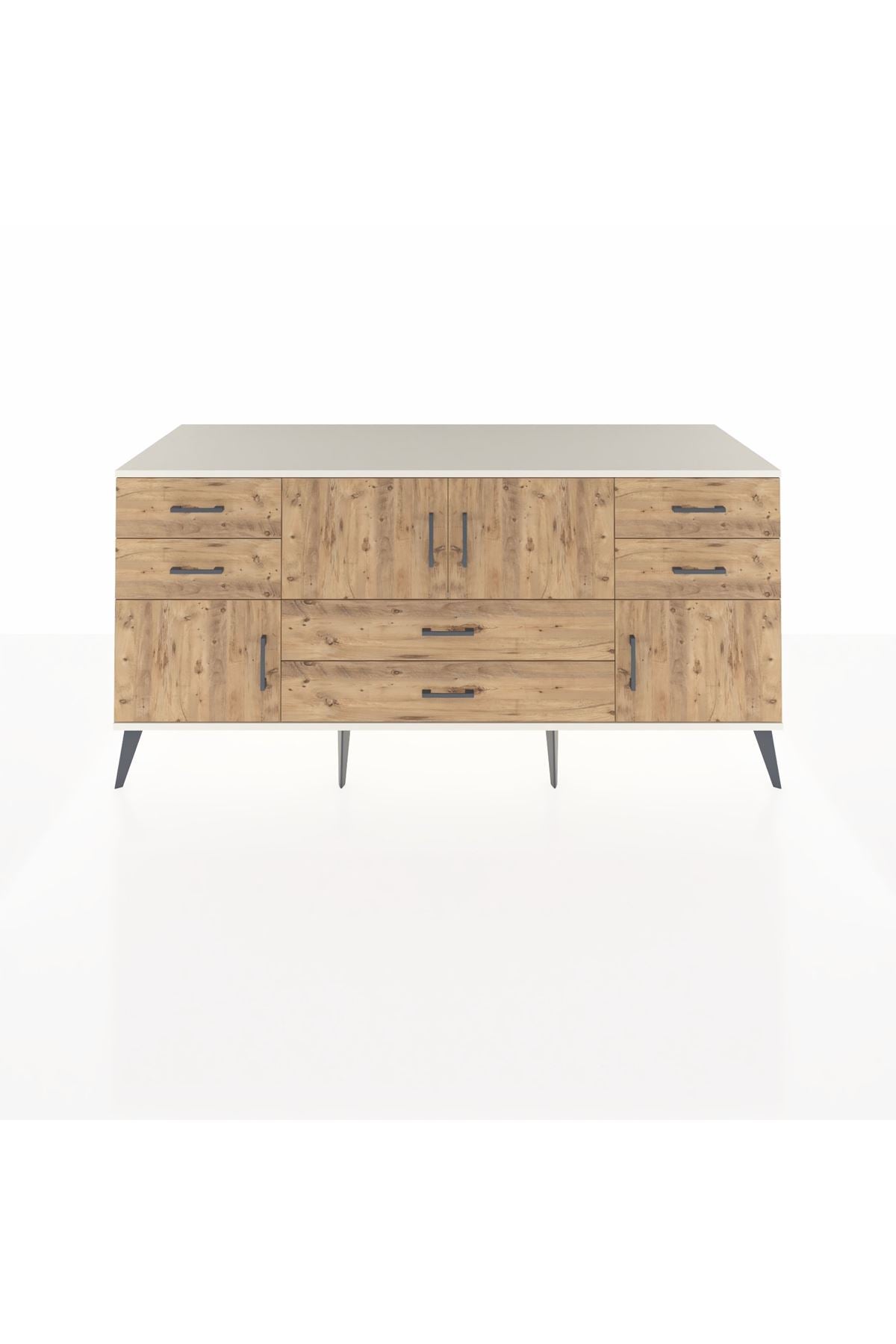 Kronos Konsol Tek Raflı 6 Çekmeceli 4 Kapaklı 176x59x83 - S610M005V03C