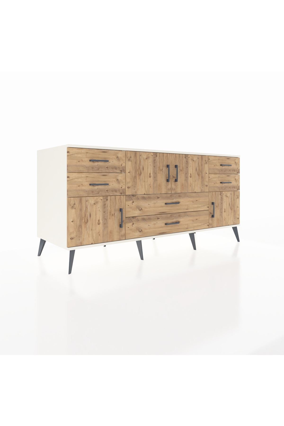 Kronos Konsol Tek Raflı 6 Çekmeceli 4 Kapaklı 176x59x83 - S610M005V03C