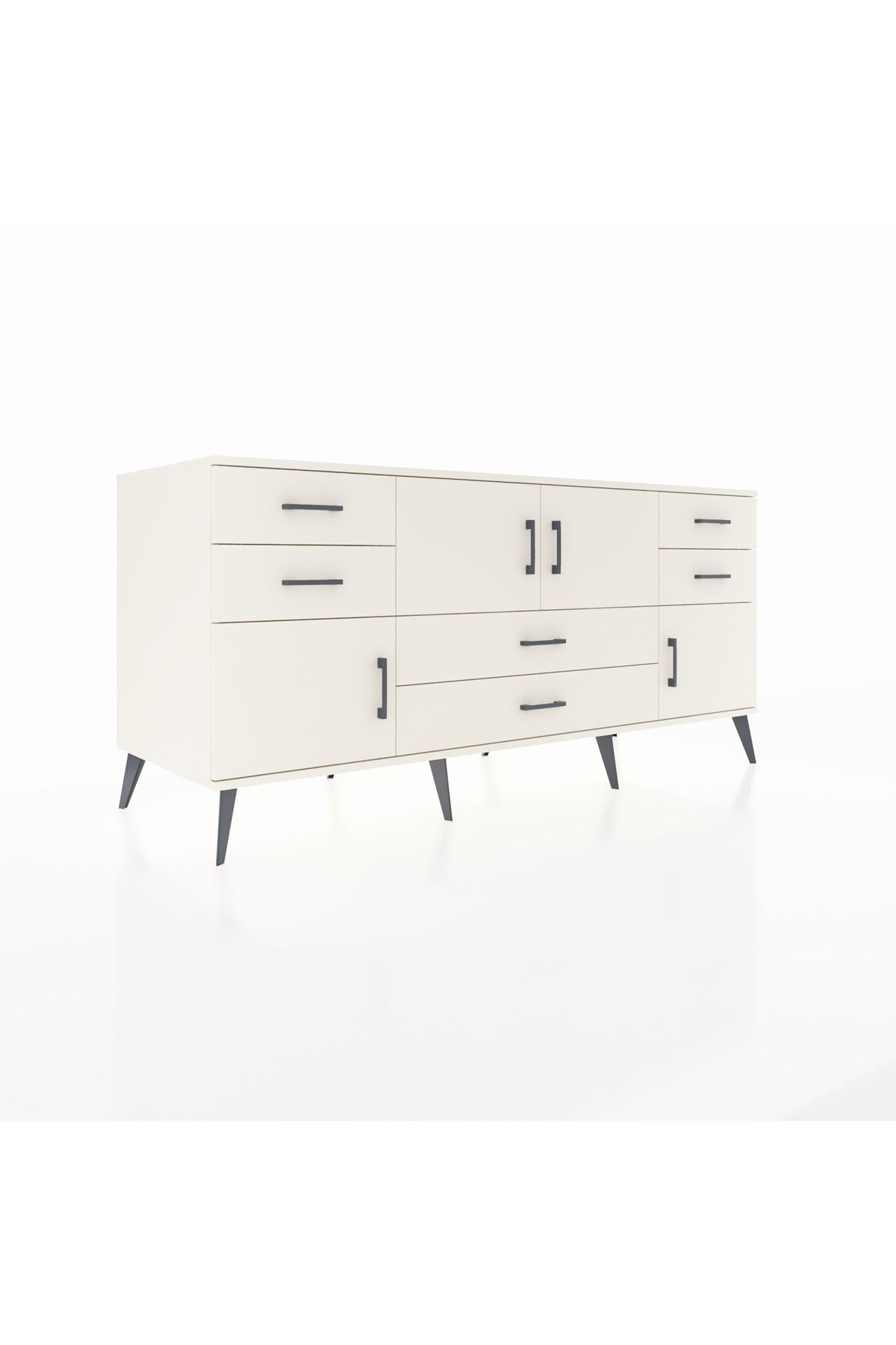 Kronos Konsol Tek Raflı 6 Çekmeceli 4 Kapaklı 176x59x83 - S610M005V04C
