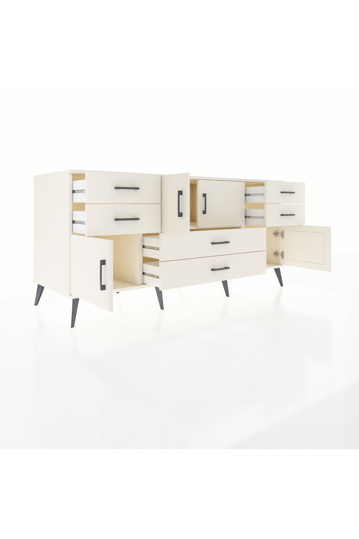 Kronos Konsol Tek Raflı 6 Çekmeceli 4 Kapaklı 176x59x83 - S610M005V04C