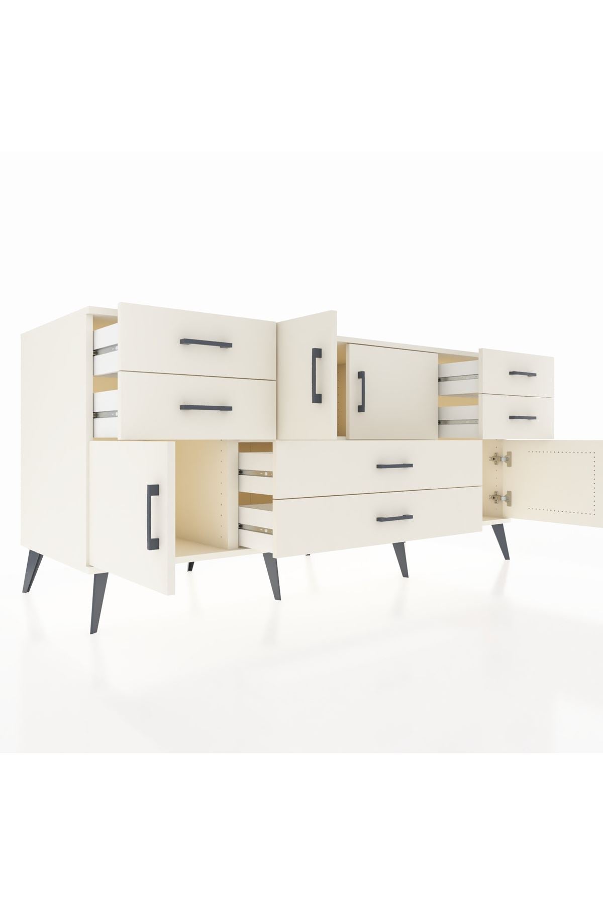Kronos Konsol Tek Raflı 6 Çekmeceli 4 Kapaklı 176x59x83 - S610M005V04C
