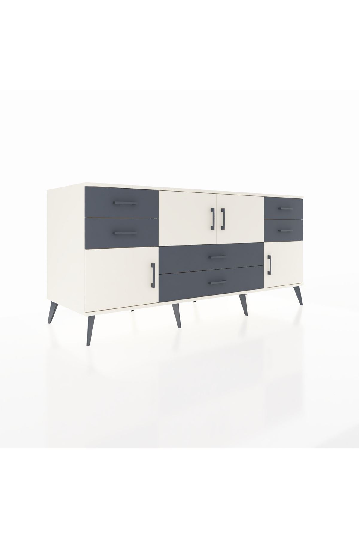 Kronos Konsol Tek Raflı 6 Çekmeceli 4 Kapaklı 176x59x83 - S610M005V05C