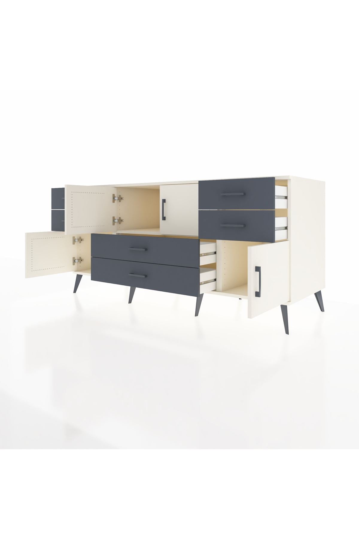 Kronos Konsol Tek Raflı 6 Çekmeceli 4 Kapaklı 176x59x83 - S610M005V05C