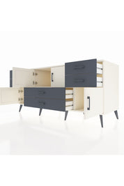 Kronos Konsol Tek Raflı 6 Çekmeceli 4 Kapaklı 176x59x83 - S610M005V05C
