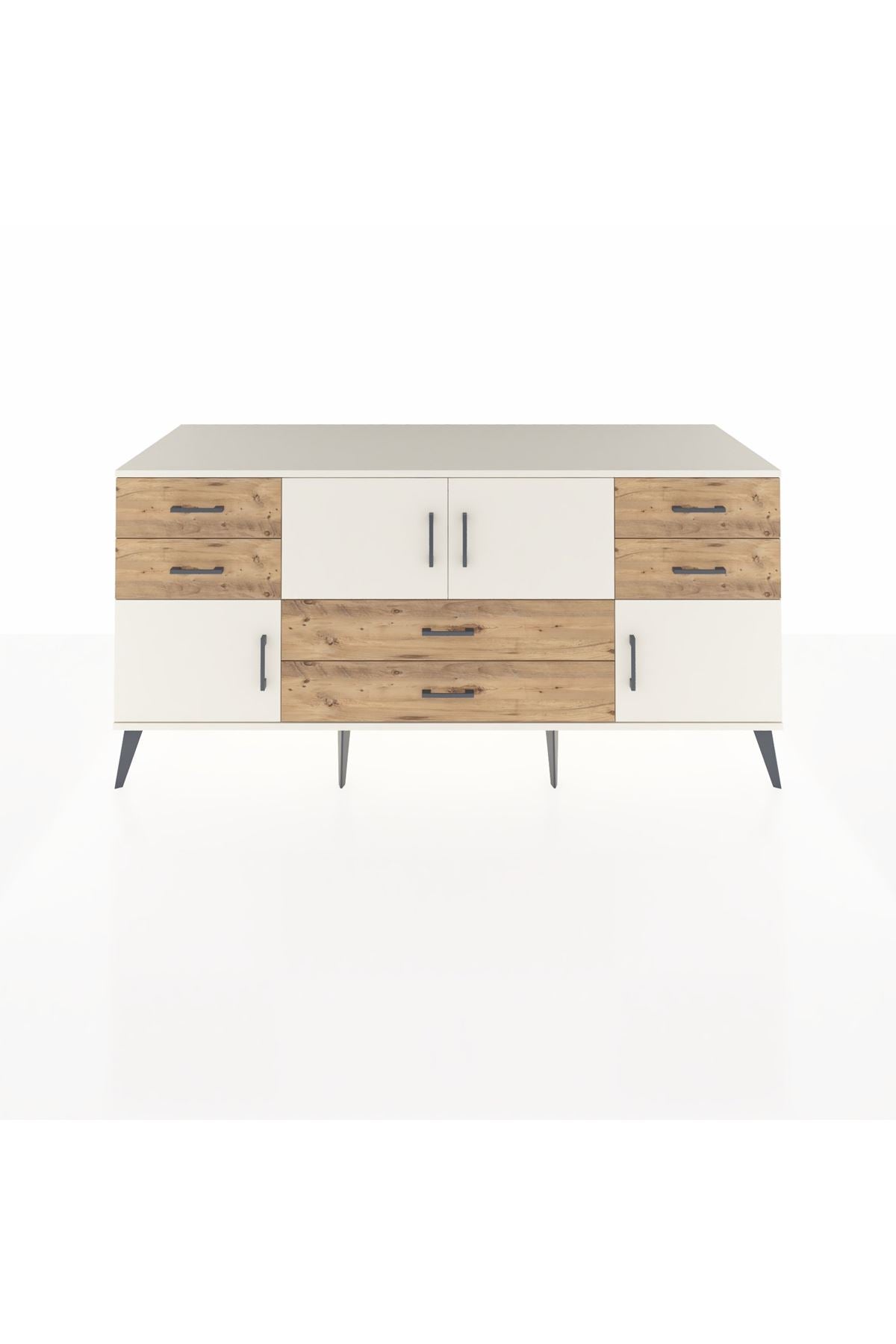 Kronos Konsol Tek Raflı 6 Çekmeceli 4 Kapaklı 176x59x83 - S610M005V06C