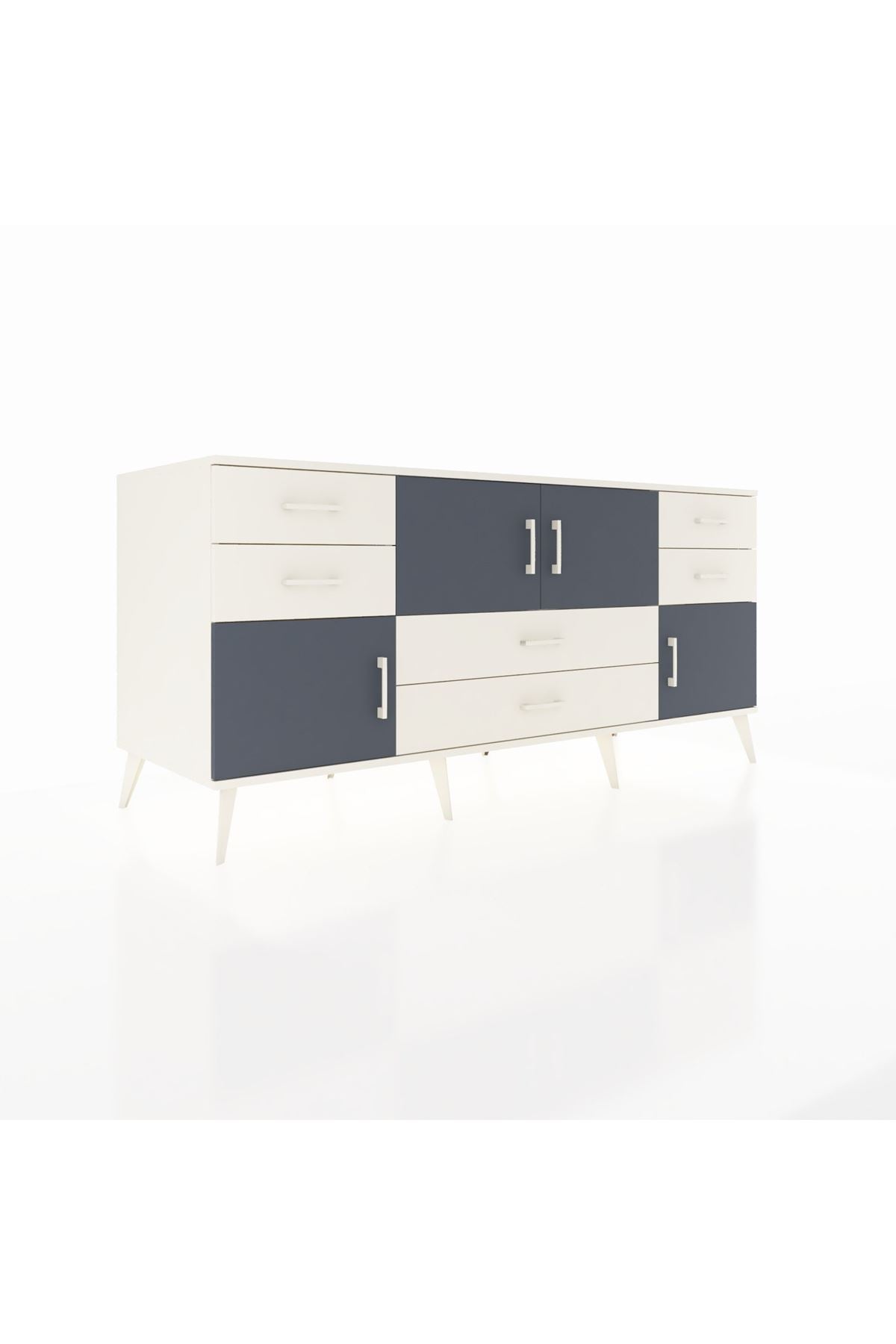 Kronos Konsol Tek Raflı 6 Çekmeceli 4 Kapaklı 176x59x83 - S610M005V07C