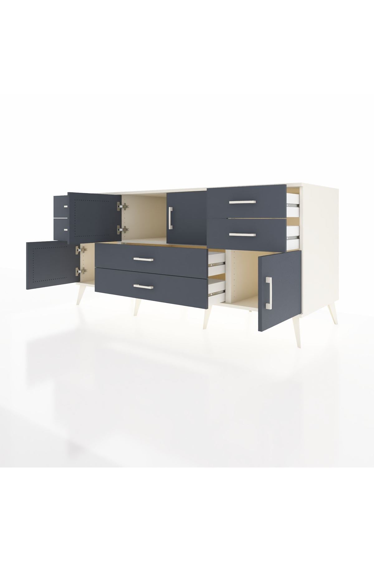 Kronos Konsol Tek Raflı 6 Çekmeceli 4 Kapaklı 176x59x83 - S610M005V08C