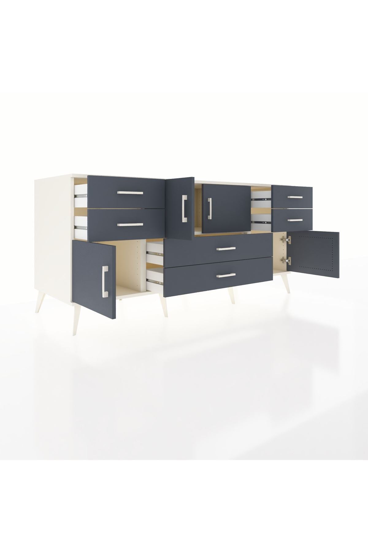 Kronos Konsol Tek Raflı 6 Çekmeceli 4 Kapaklı 176x59x83 - S610M005V08C