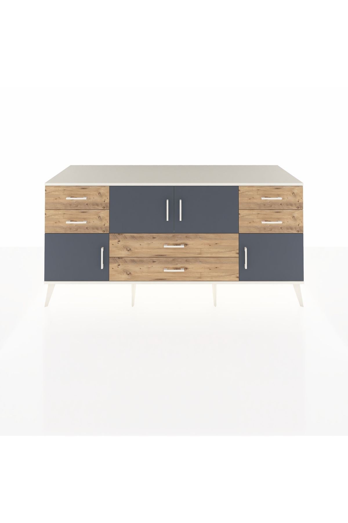 Kronos Konsol Tek Raflı 6 Çekmeceli 4 Kapaklı 176x59x83 - S610M005V09C