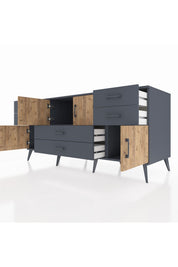 Kronos Konsol Tek Raflı 6 Çekmeceli 4 Kapaklı 176x59x83 - S610M005V11C