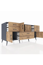 Kronos Konsol Tek Raflı 6 Çekmeceli 4 Kapaklı 176x59x83 - S610M005V12C