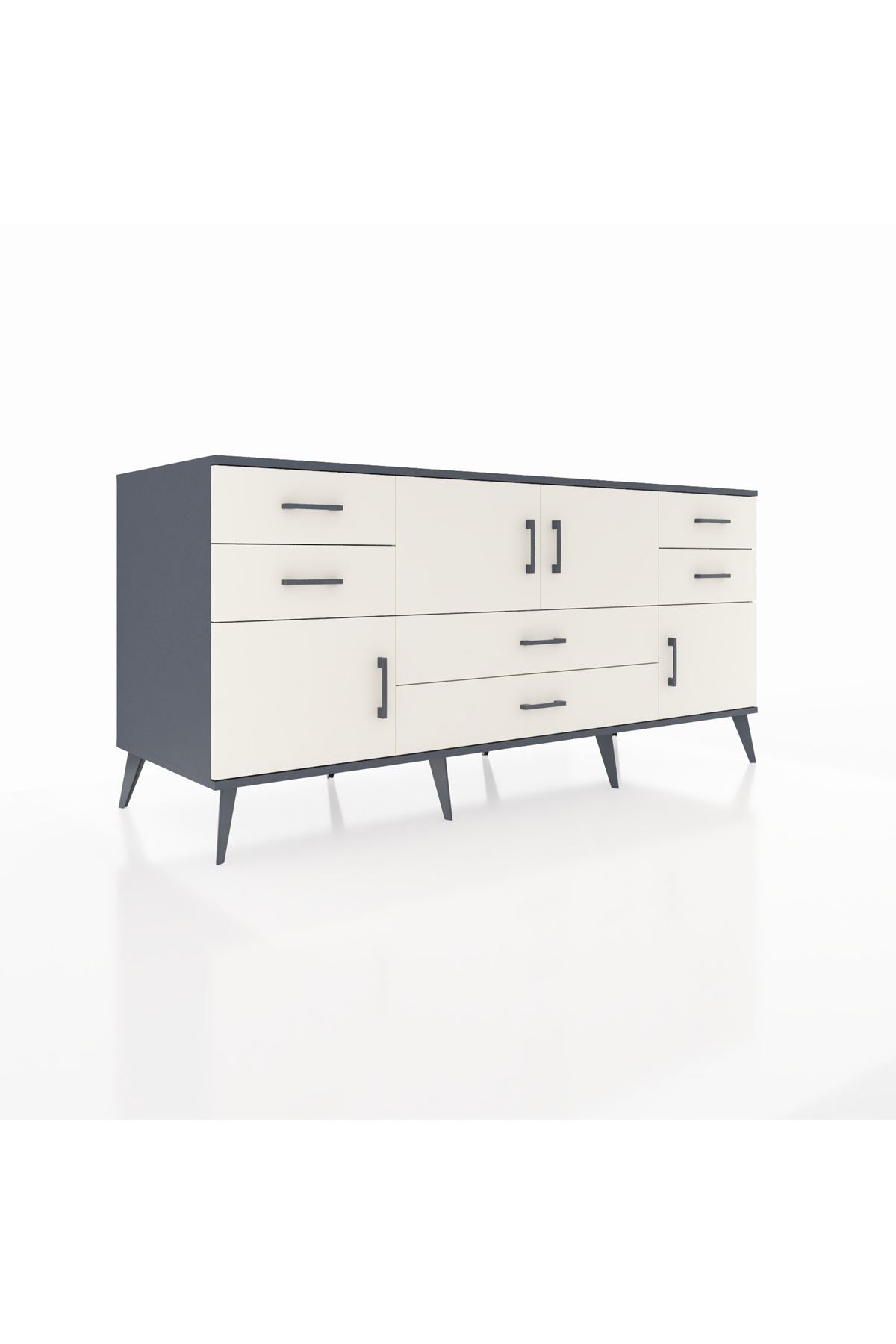 Kronos Konsol Tek Raflı 6 Çekmeceli 4 Kapaklı 176x59x83 - S610M005V13C