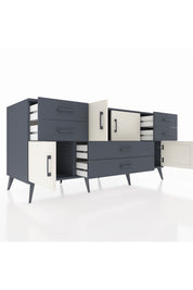Kronos Konsol Tek Raflı 6 Çekmeceli 4 Kapaklı 176x59x83 - S610M005V14C