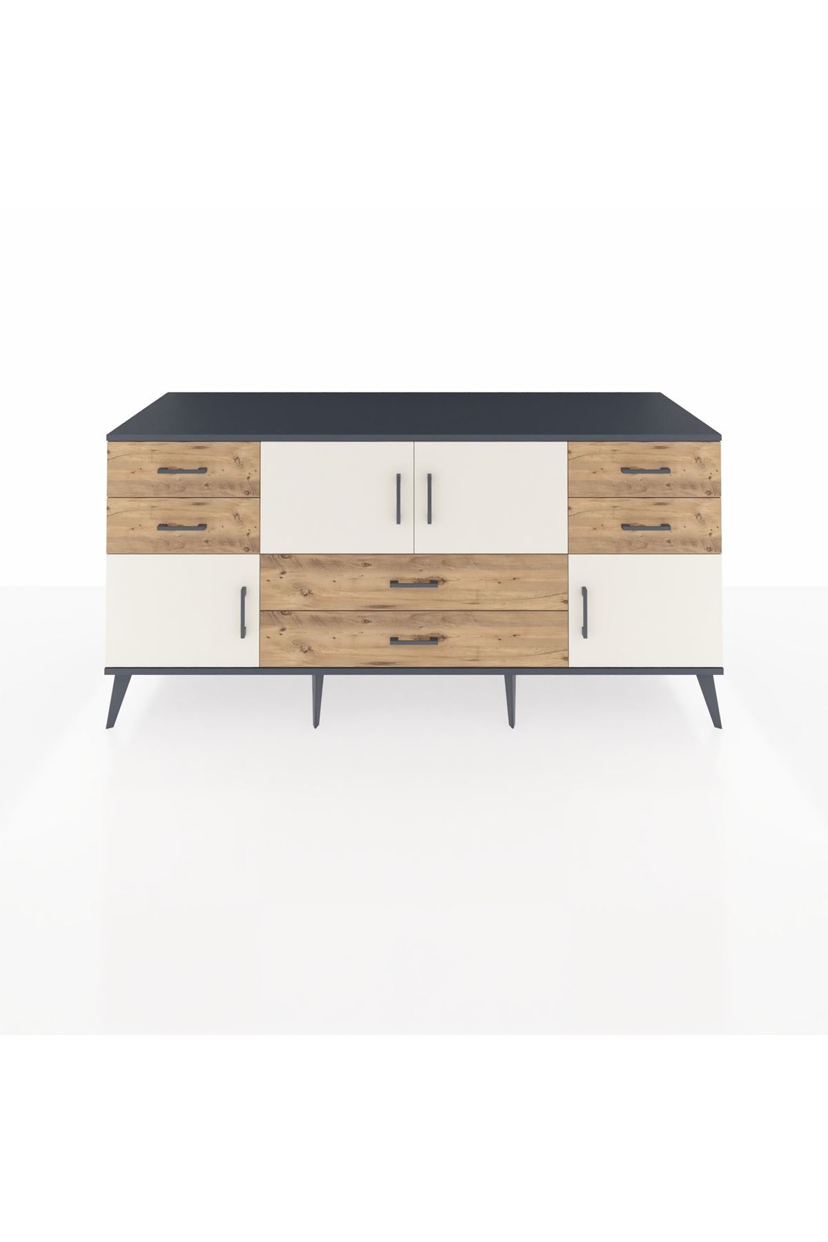 Kronos Konsol Tek Raflı 6 Çekmeceli 4 Kapaklı 176x59x83 - S610M005V15C