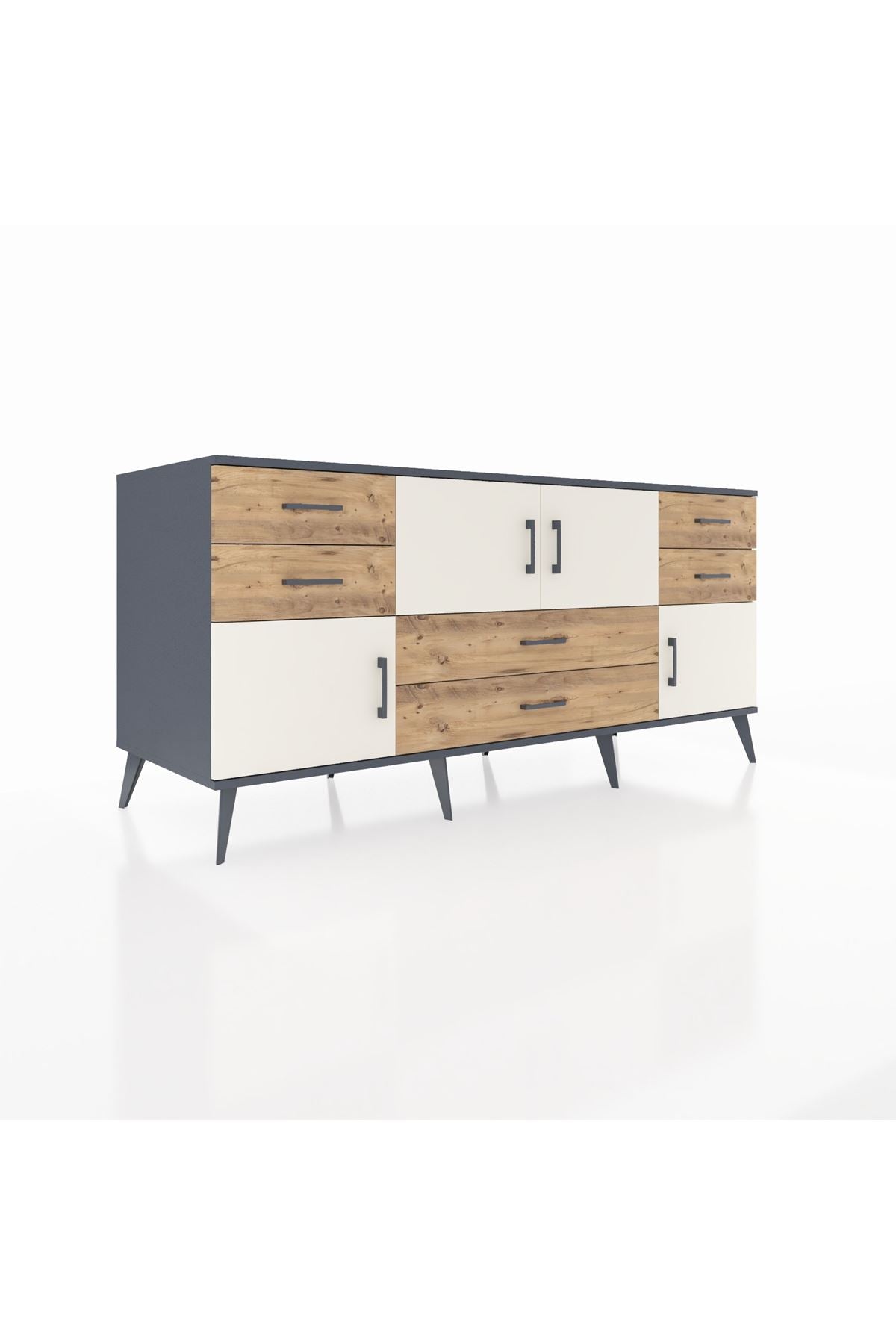 Kronos Konsol Tek Raflı 6 Çekmeceli 4 Kapaklı 176x59x83 - S610M005V15C