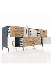 Kronos Konsol Tek Raflı 6 Çekmeceli 4 Kapaklı 176x59x83 - S610M005V15C