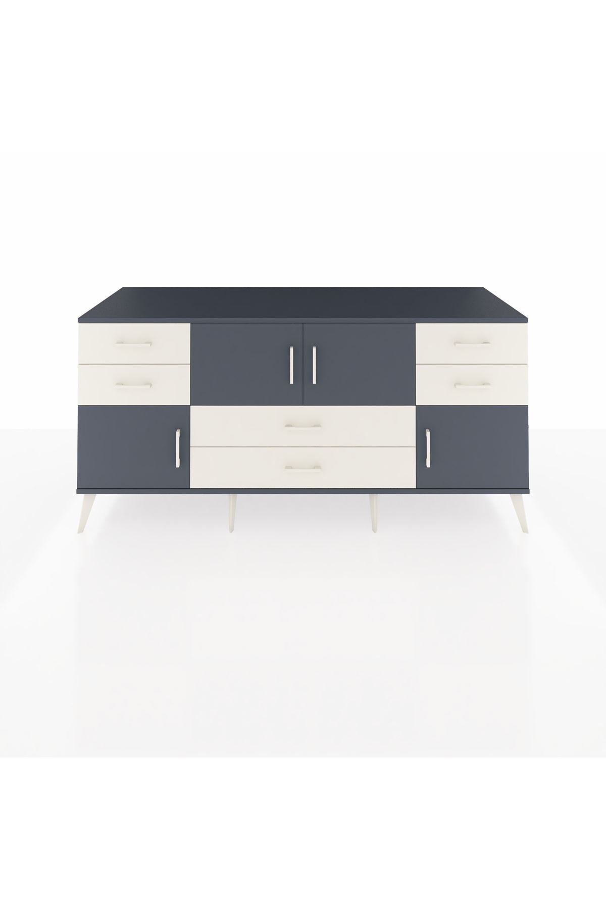 Kronos Konsol Tek Raflı 6 Çekmeceli 4 Kapaklı 176x59x83 - S610M005V16C