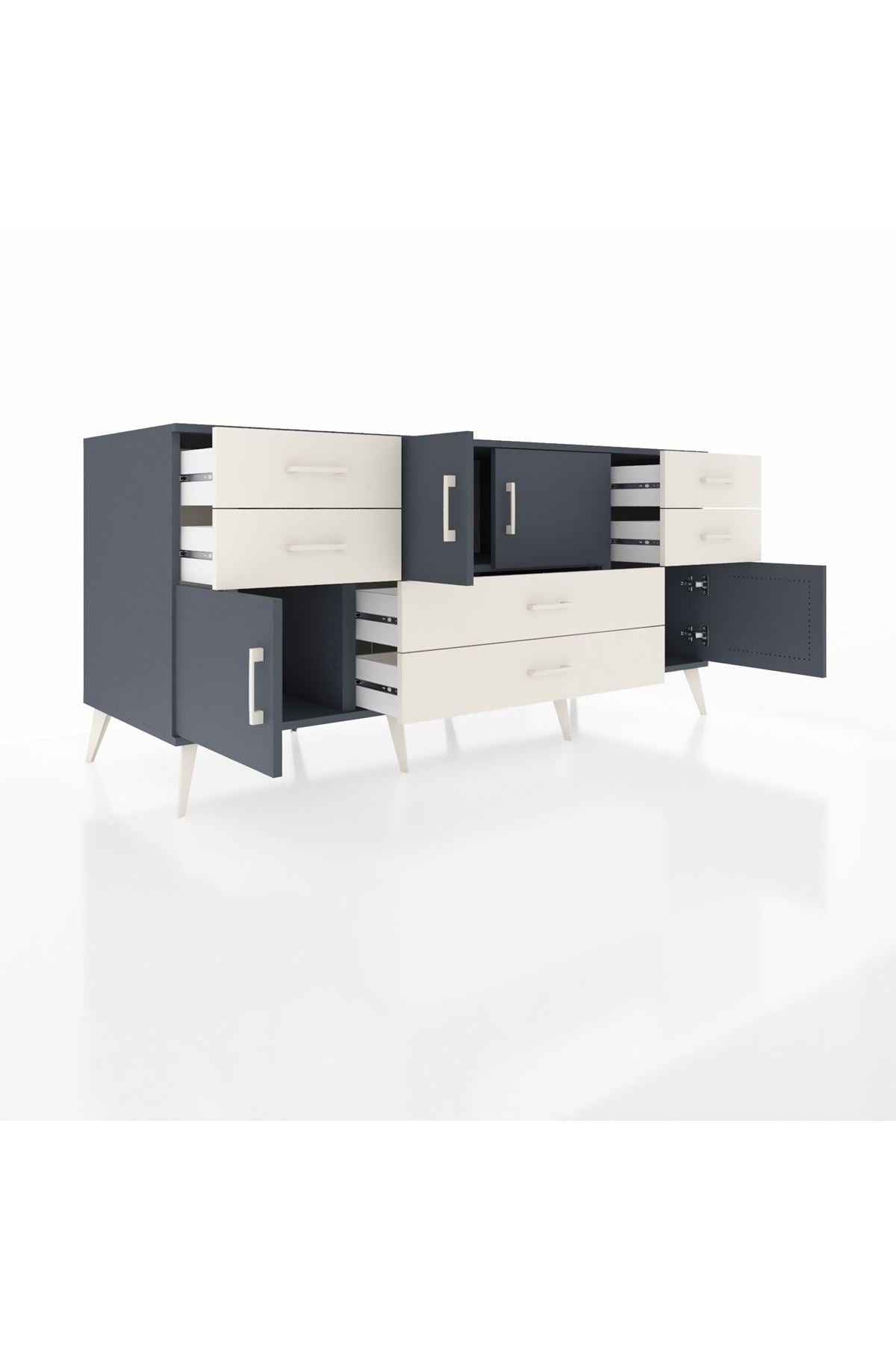 Kronos Konsol Tek Raflı 6 Çekmeceli 4 Kapaklı 176x59x83 - S610M005V16C