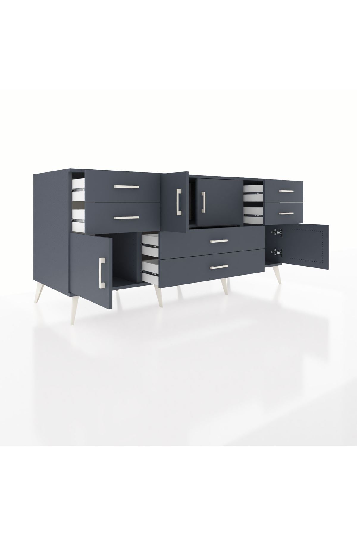 Kronos Konsol Tek Raflı 6 Çekmeceli 4 Kapaklı 176x59x83 - S610M005V17C