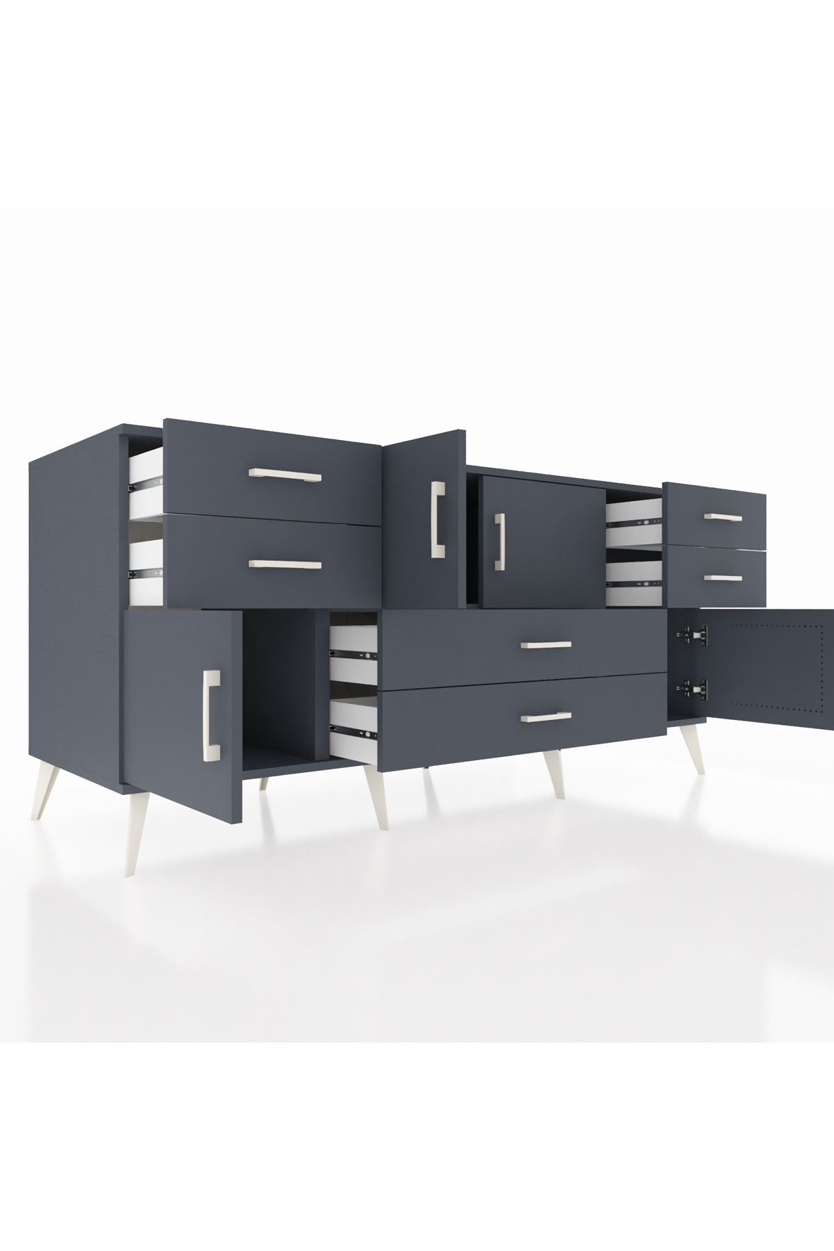 Kronos Konsol Tek Raflı 6 Çekmeceli 4 Kapaklı 176x59x83 - S610M005V17C