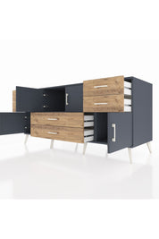 Kronos Konsol Tek Raflı 6 Çekmeceli 4 Kapaklı 176x59x83 - S610M005V18C