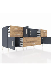 Kronos Konsol Tek Raflı 6 Çekmeceli 4 Kapaklı 176x59x83 - S610M005V18C