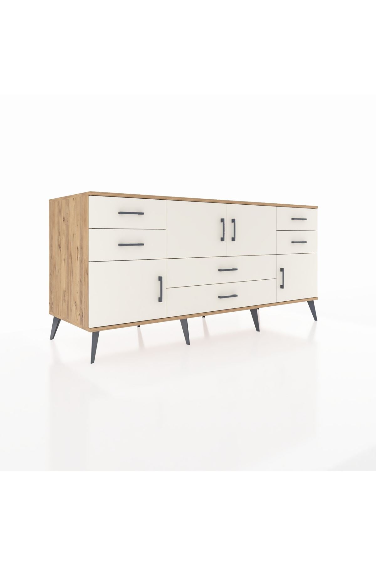Kronos Konsol Tek Raflı 6 Çekmeceli 4 Kapaklı 176x59x83 - S610M005V22C