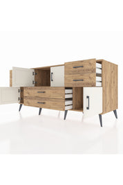 Kronos Konsol Tek Raflı 6 Çekmeceli 4 Kapaklı 176x59x83 - S610M005V24C