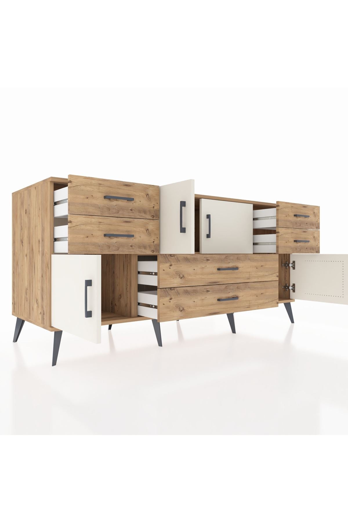 Kronos Konsol Tek Raflı 6 Çekmeceli 4 Kapaklı 176x59x83 - S610M005V24C