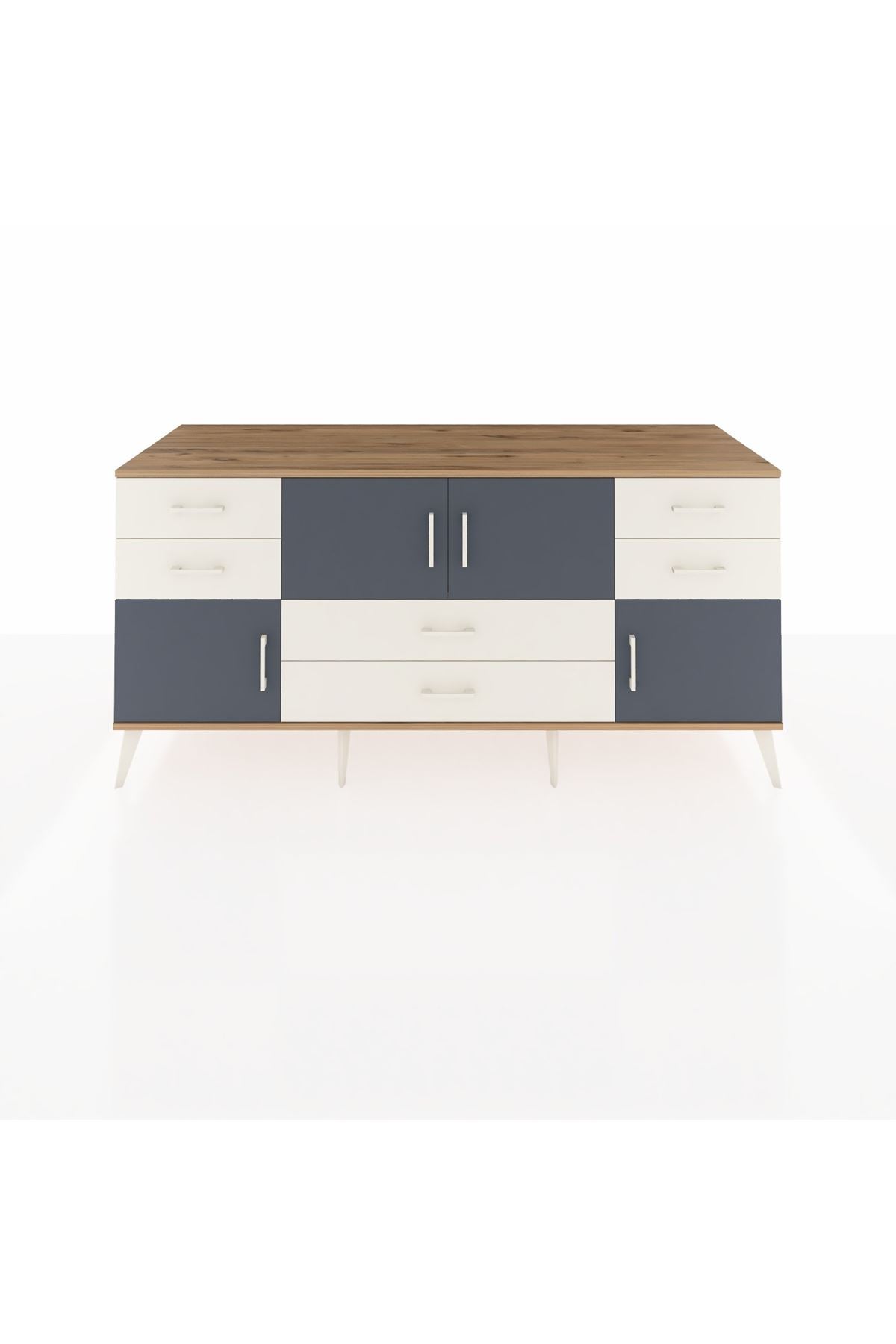 Kronos Konsol Tek Raflı 6 Çekmeceli 4 Kapaklı 176x59x83 - S610M005V25C