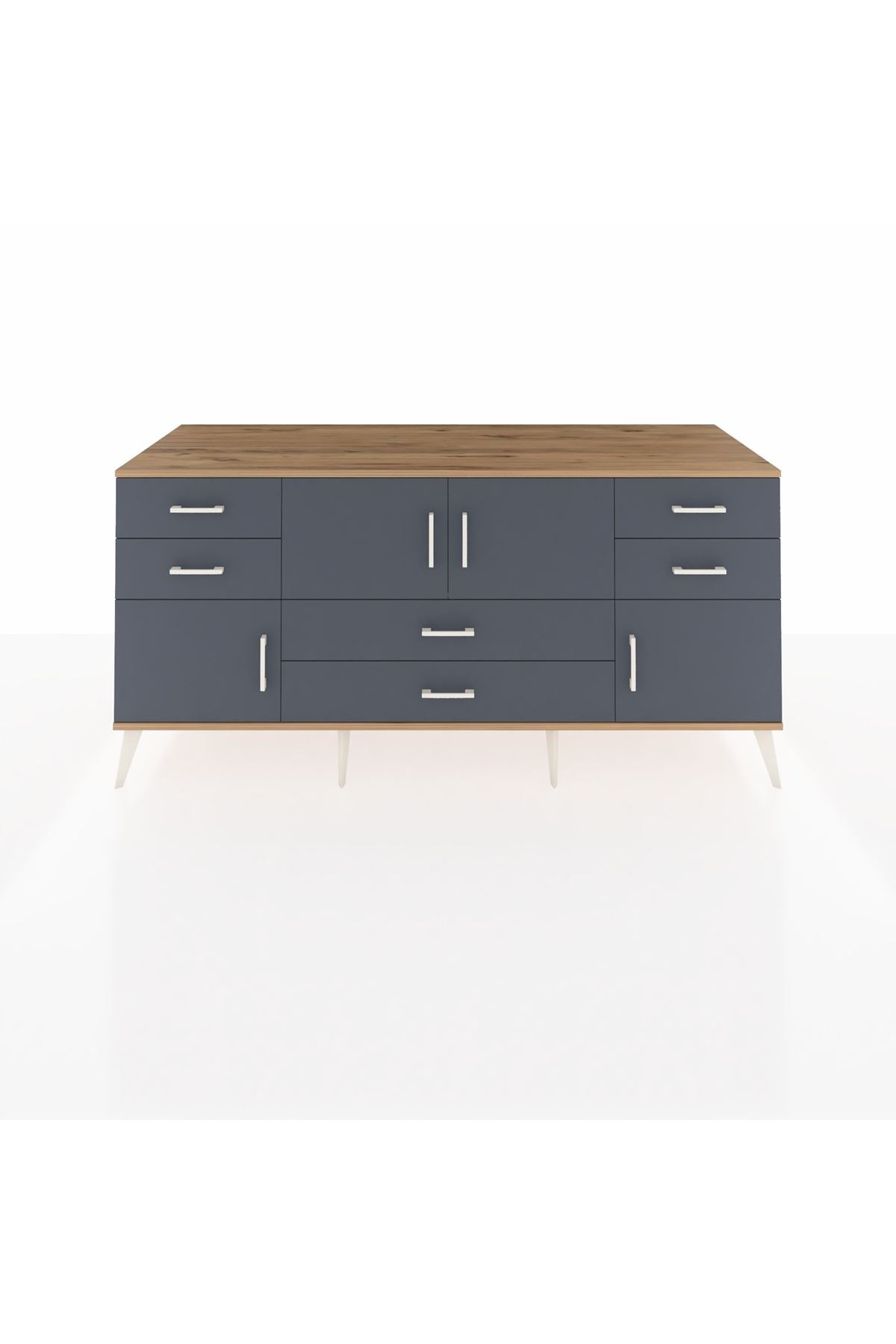 Kronos Konsol Tek Raflı 6 Çekmeceli 4 Kapaklı 176x59x83 - S610M005V26C