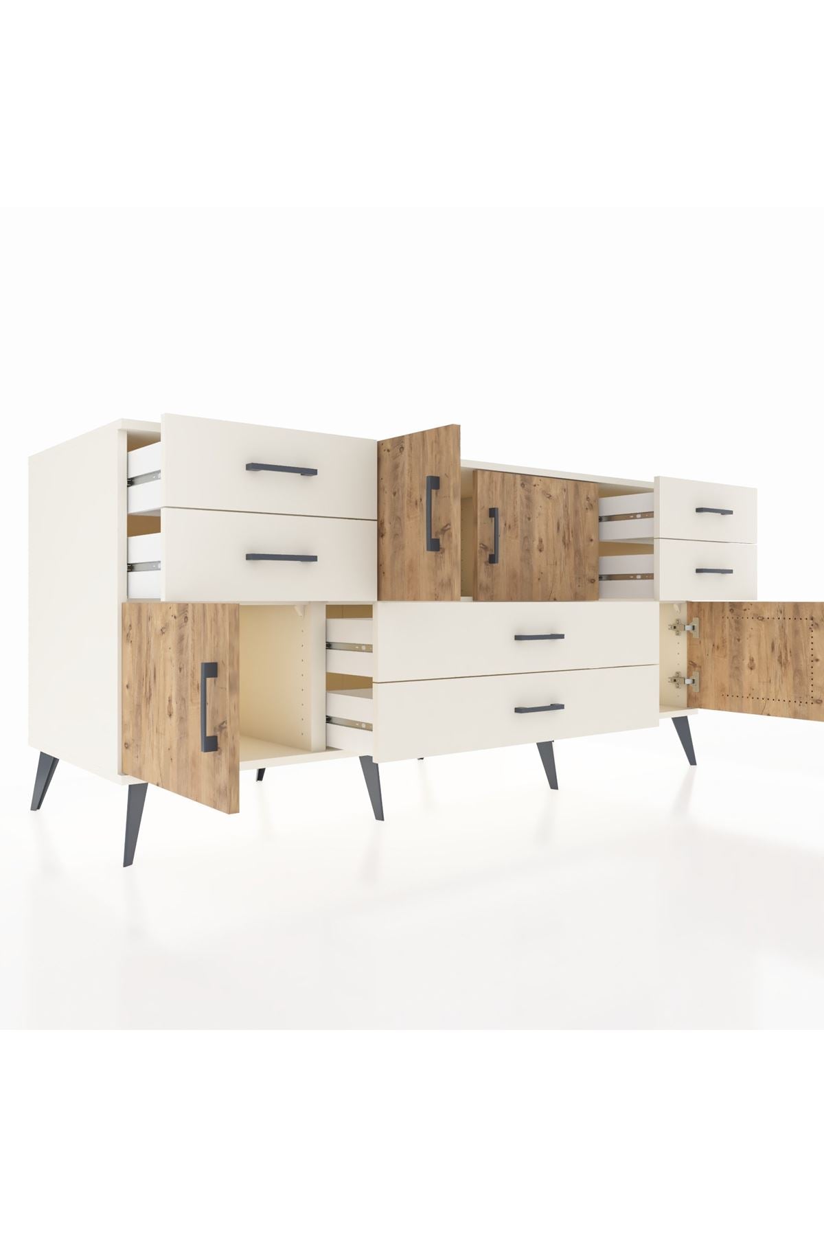 Kronos Konsol 3 Raflı 6 Çekmeceli 4 Kapaklı 176x59x83 - S610M006V01C