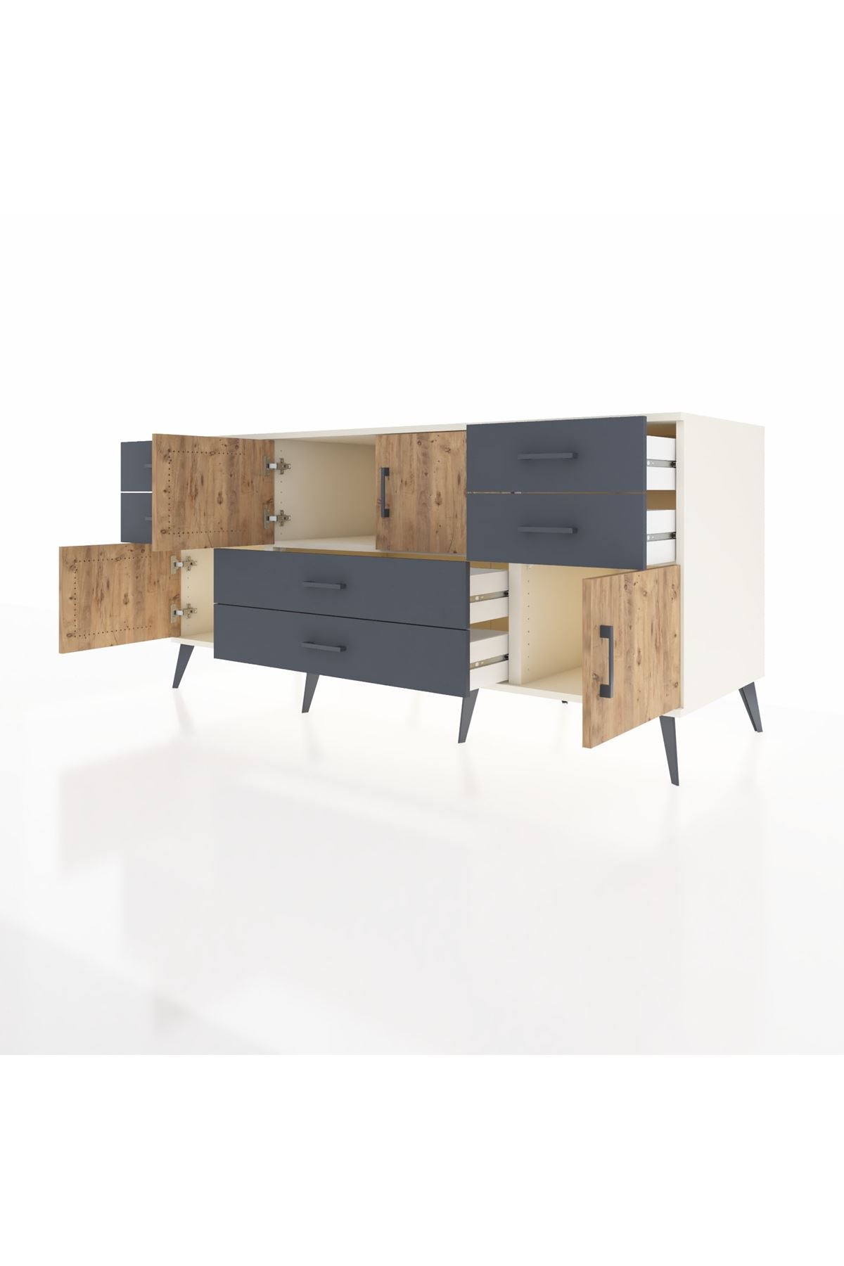 Kronos Konsol 3 Raflı 6 Çekmeceli 4 Kapaklı 176x59x83 - S610M006V02C