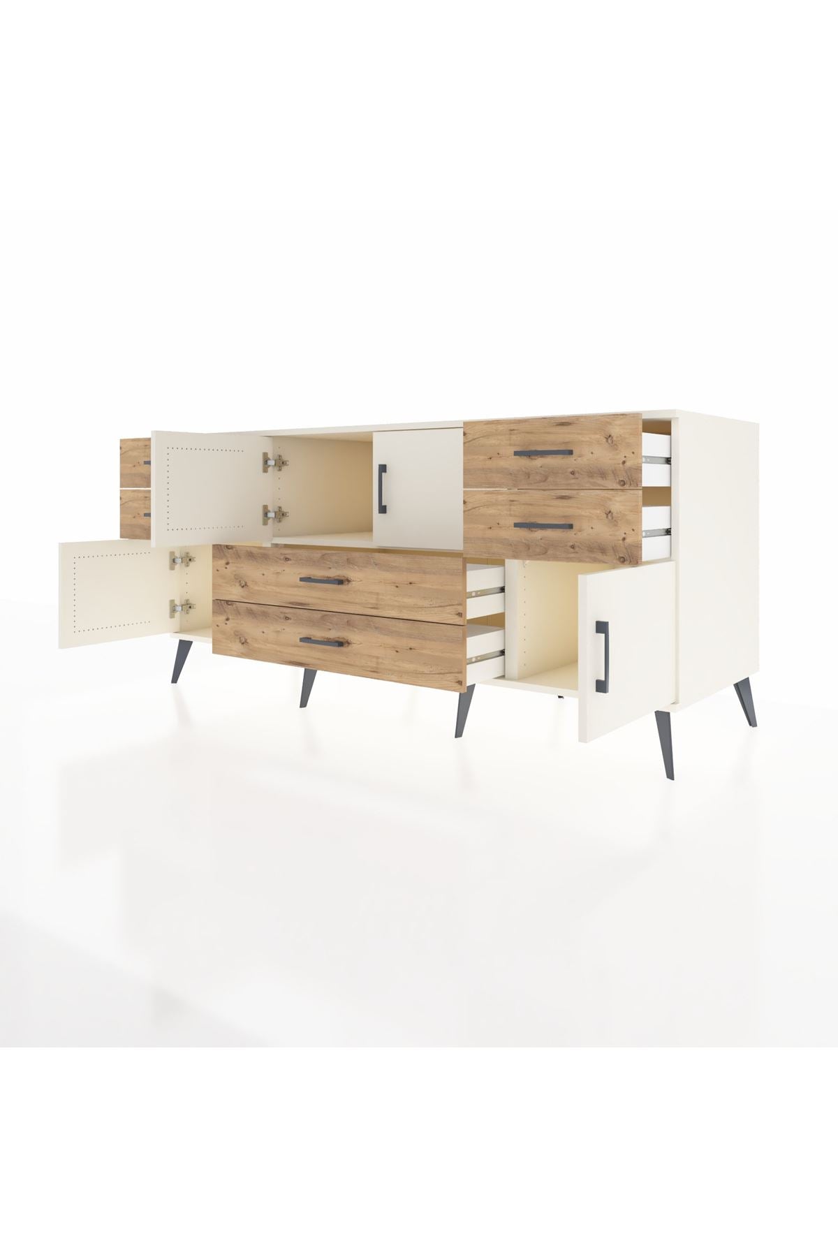 Kronos Konsol 3 Raflı 6 Çekmeceli 4 Kapaklı 176x59x83 - S610M006V06C