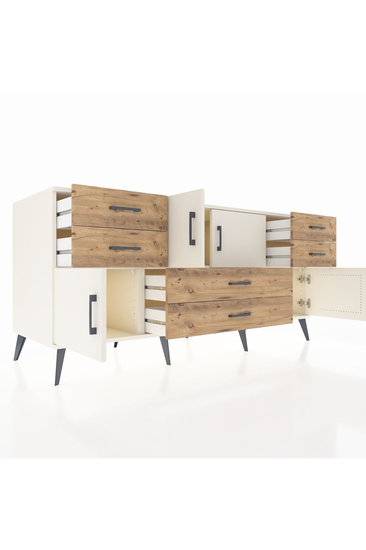 Kronos Konsol 3 Raflı 6 Çekmeceli 4 Kapaklı 176x59x83 - S610M006V06C