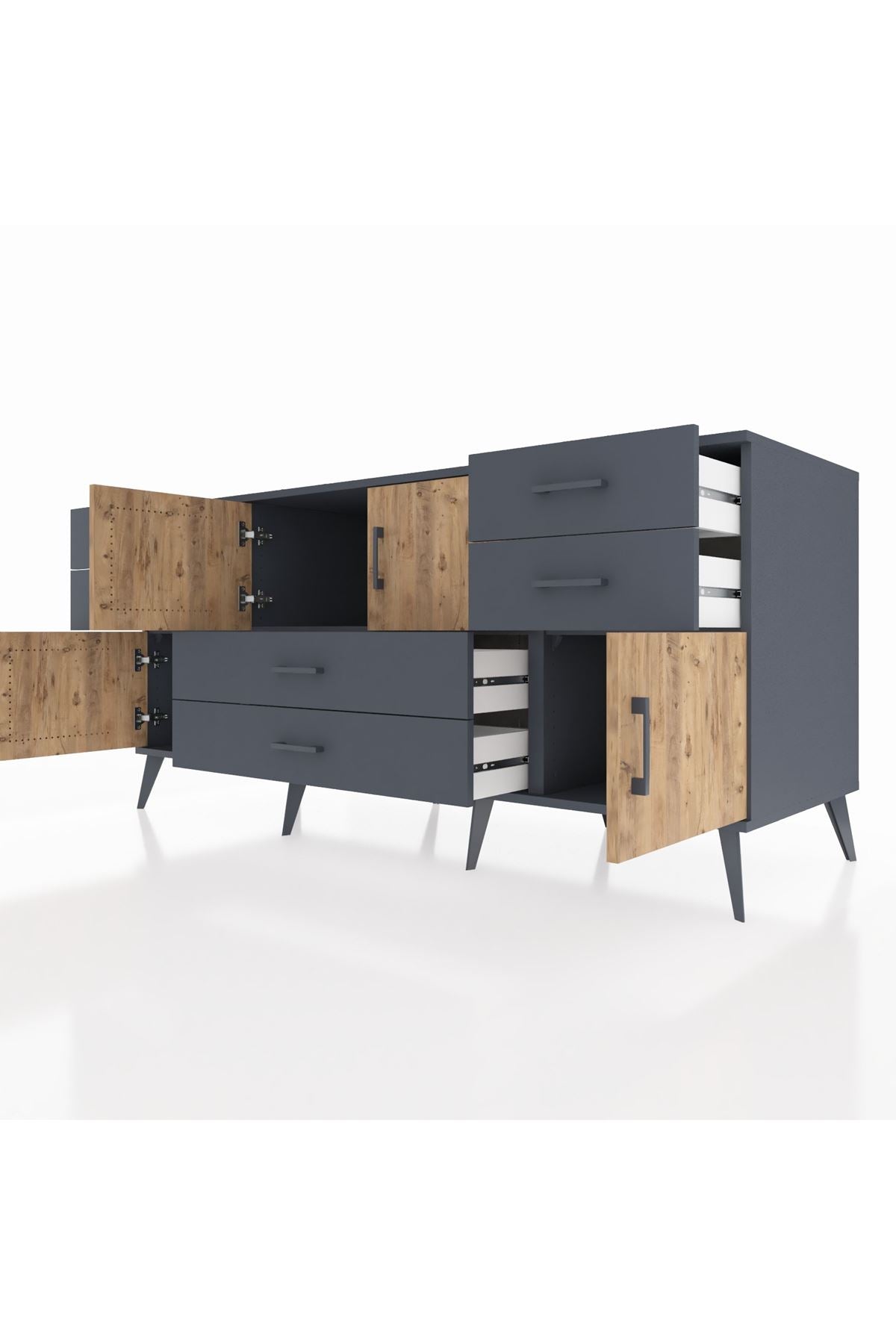 Kronos Konsol 3 Raflı 6 Çekmeceli 4 Kapaklı 176x59x83 - S610M006V11C