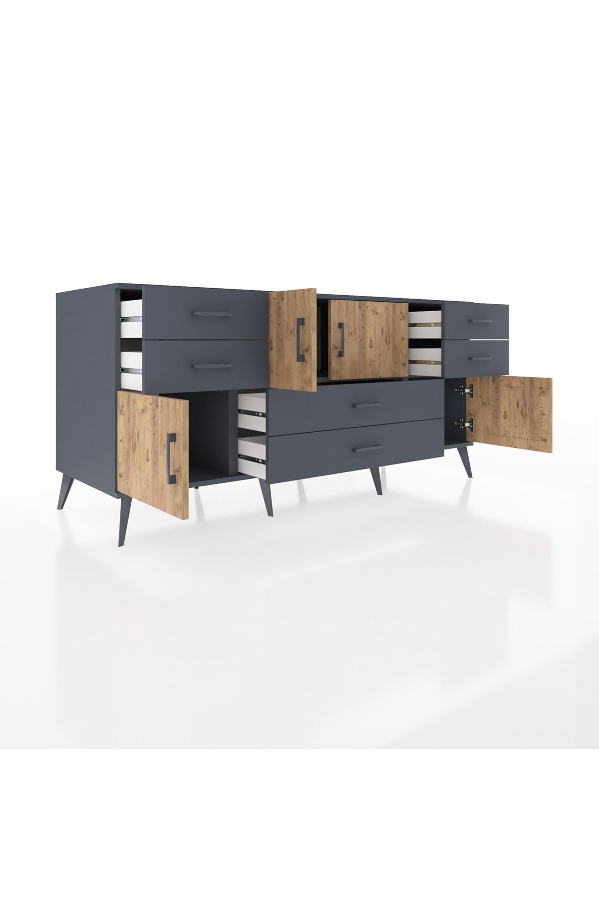 Kronos Konsol 3 Raflı 6 Çekmeceli 4 Kapaklı 176x59x83 - S610M006V11C