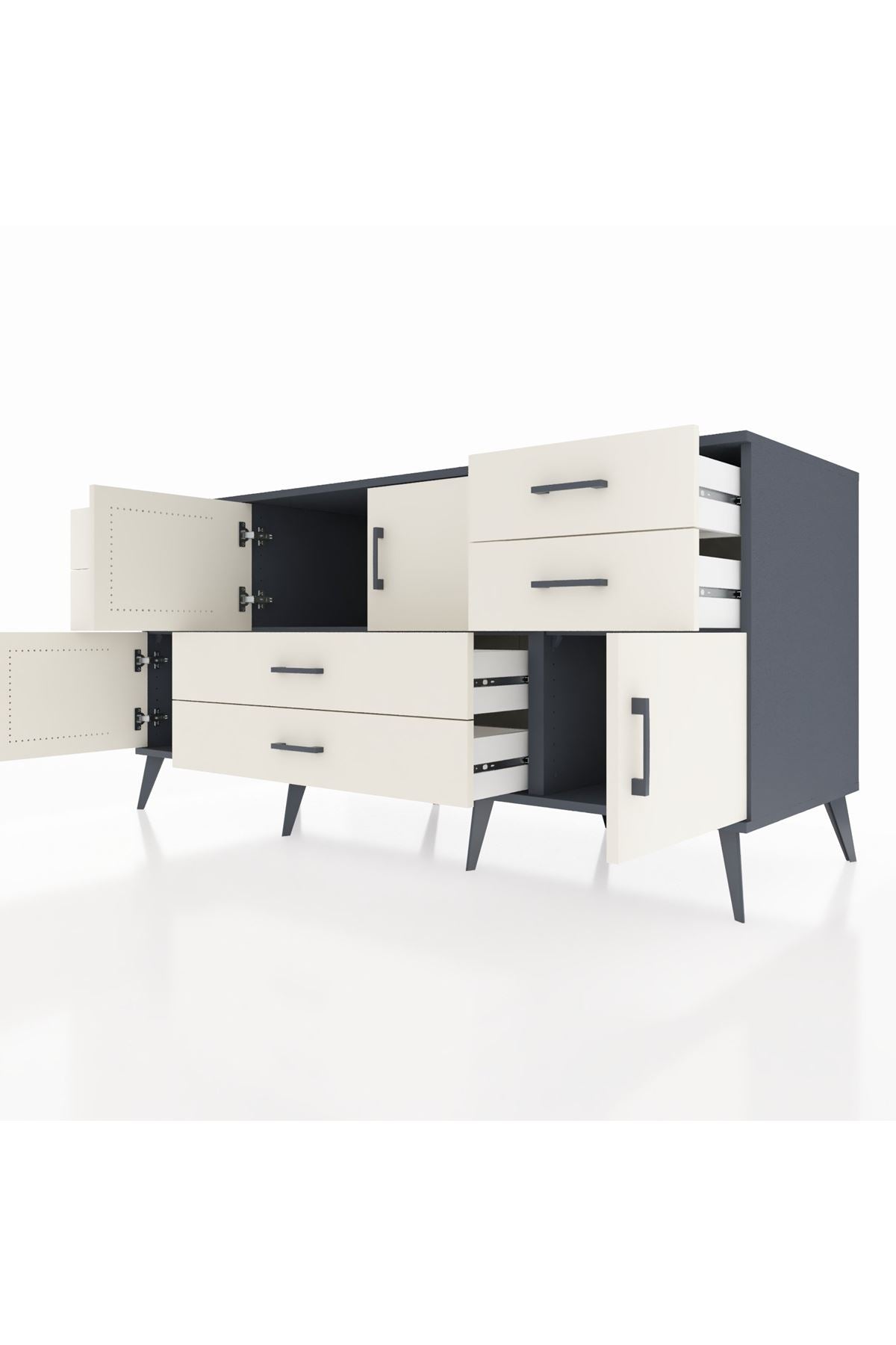 Kronos Konsol 3 Raflı 6 Çekmeceli 4 Kapaklı 176x59x83 - S610M006V13C