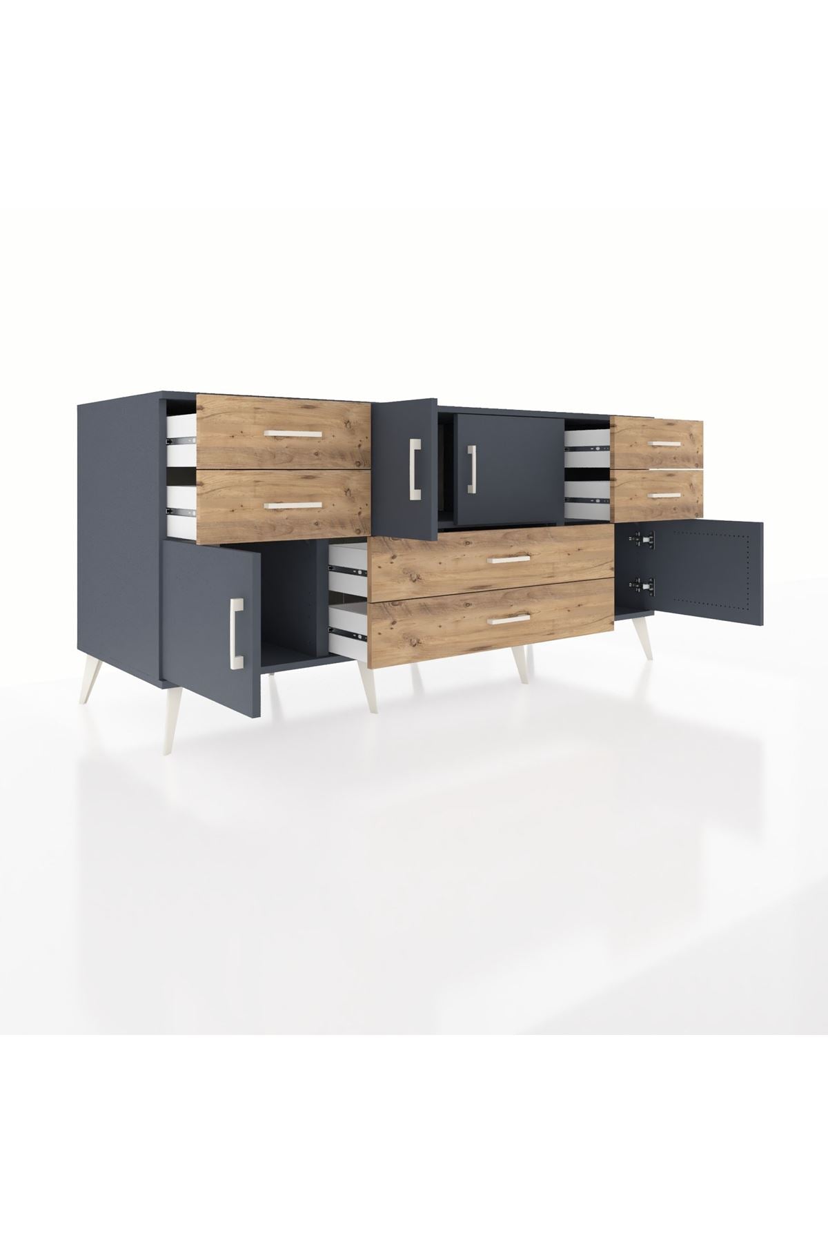 Kronos Konsol 3 Raflı 6 Çekmeceli 4 Kapaklı 176x59x83 - S610M006V18C