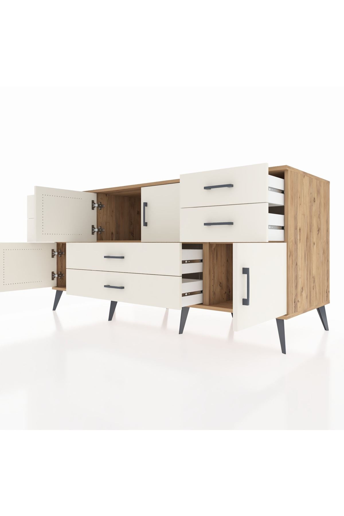 Kronos Konsol 3 Raflı 6 Çekmeceli 4 Kapaklı 176x59x83 - S610M006V22C