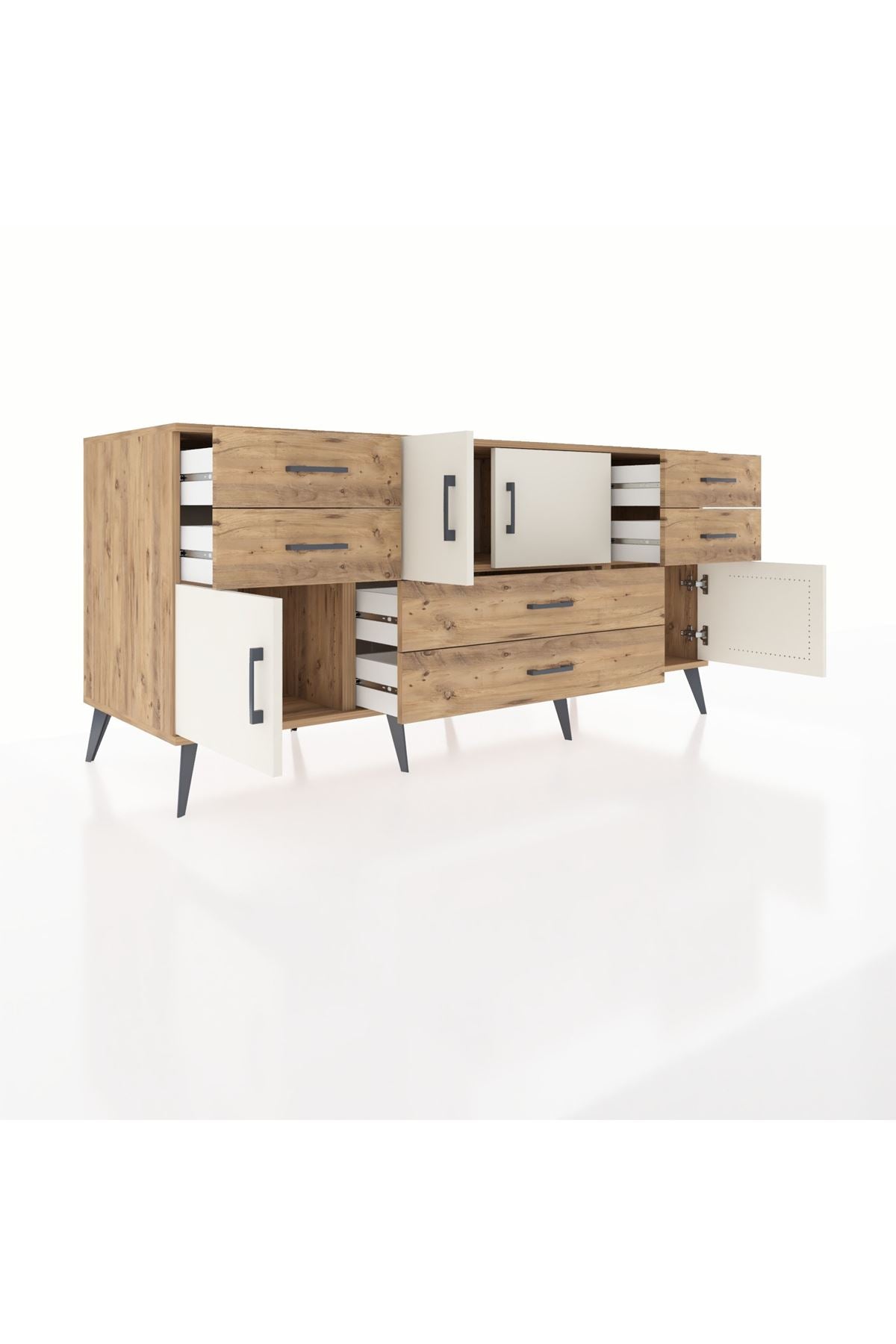 Kronos Konsol 3 Raflı 6 Çekmeceli 4 Kapaklı 176x59x83 - S610M006V24C