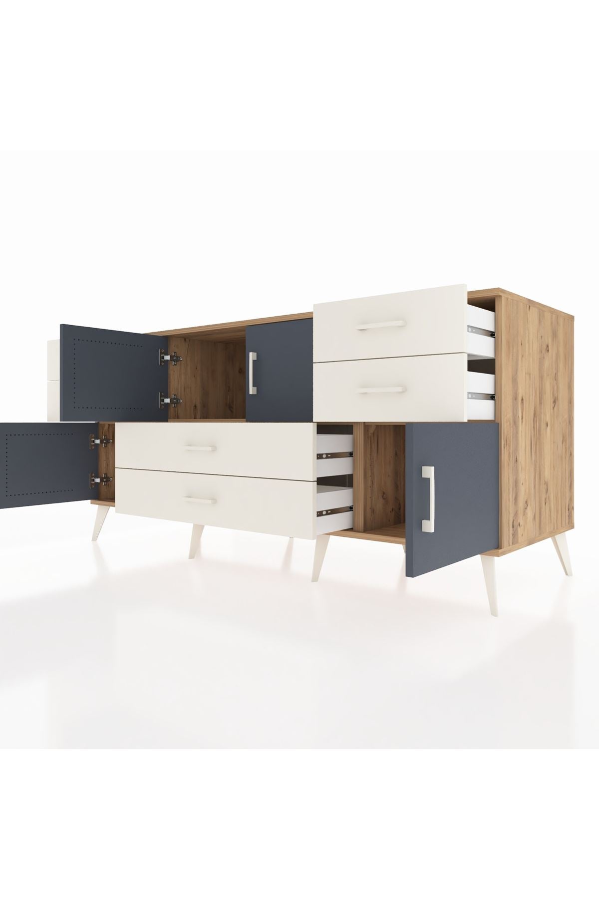 Kronos Konsol 3 Raflı 6 Çekmeceli 4 Kapaklı 176x59x83 - S610M006V25C