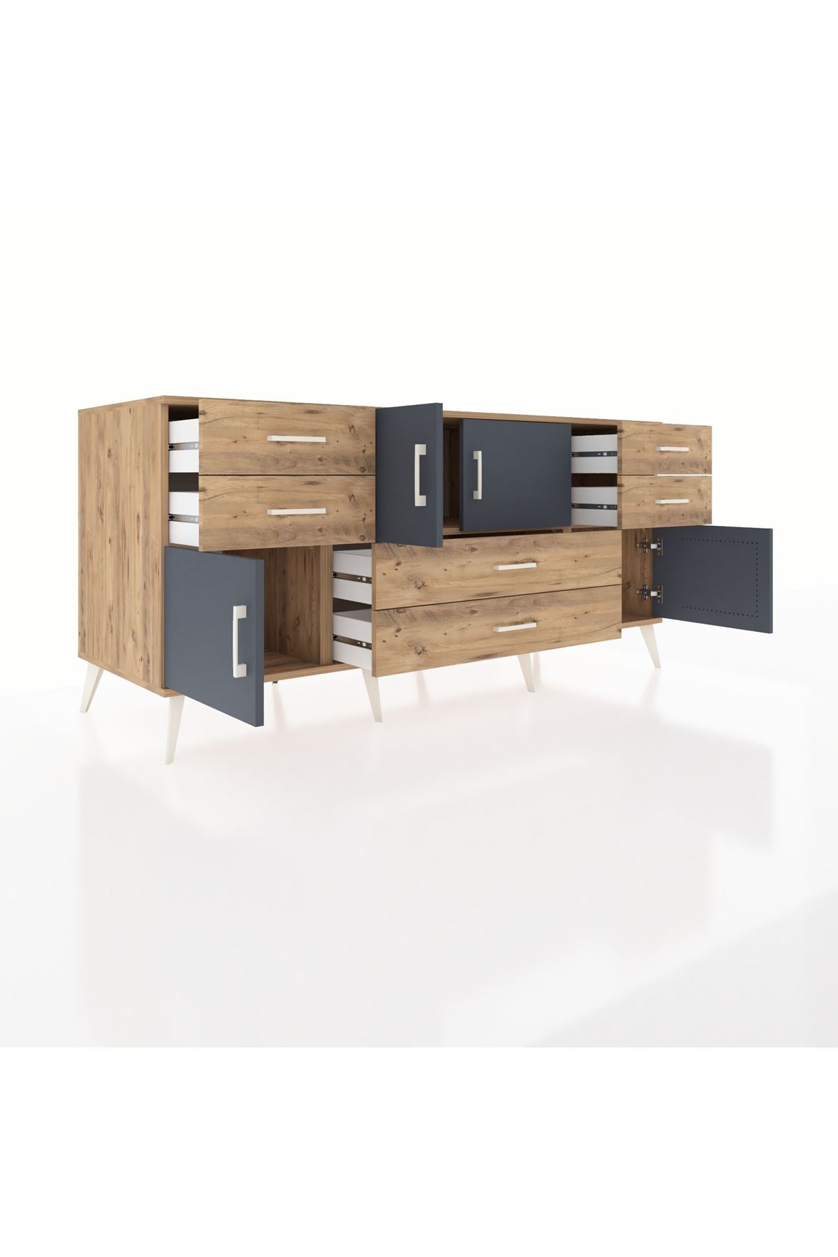 Kronos Konsol 3 Raflı 6 Çekmeceli 4 Kapaklı 176x59x83 - S610M006V27C